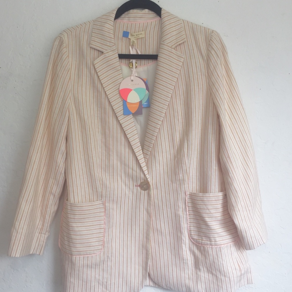 Ted Baker ALTAA Striped Linen Blend Blazer… - Picture 3 of 13